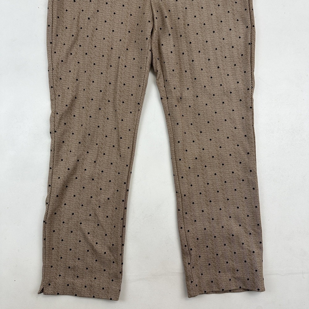 Chico's Brown Herringbone Polka Dot Pull On Straight Leg Pants 16R (3R) Stretch - Picture 4 of 10